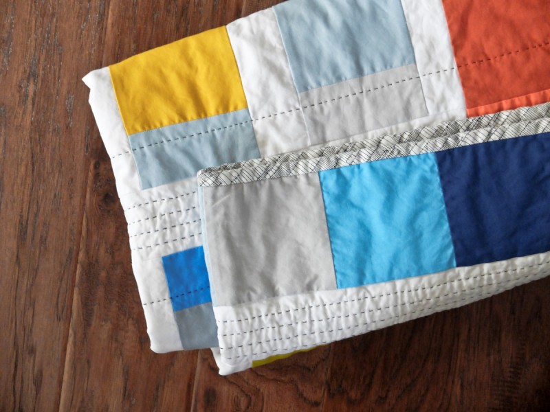 Solid color block quilt in bright colors