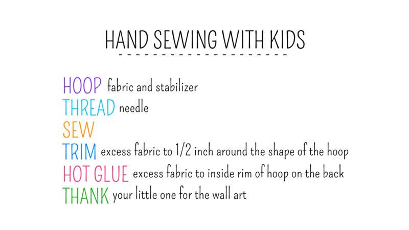 hand sewing with kids how to steps